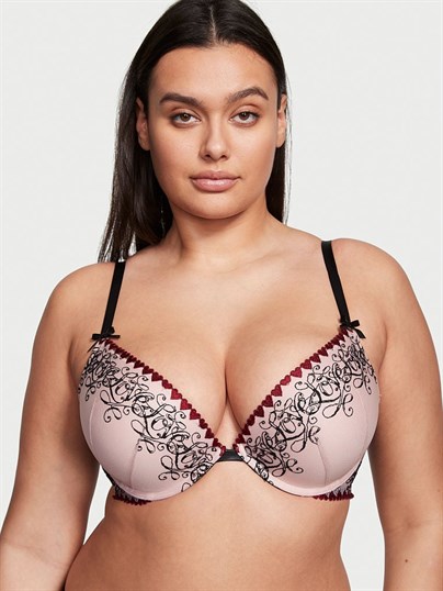 Kalp Nakışlı Push-Up Sütyen