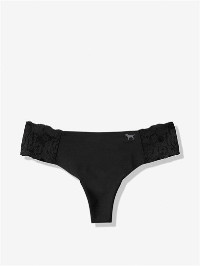 Lace Trim No-Show Thong