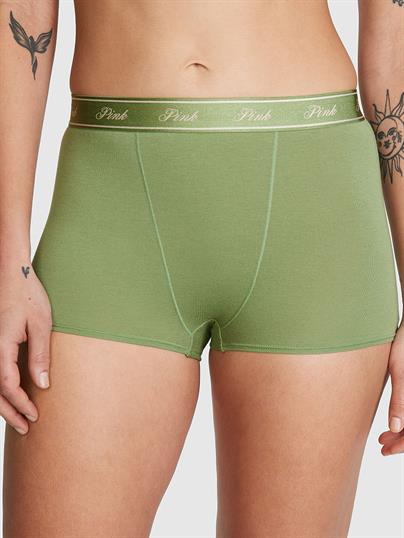 Logolu Pamuklu Yüksek Bel Boyshort Külot