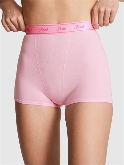 Logolu Pamuklu Yüksek Bel Boyshort Külot