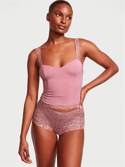 Modal ve Dantelli Crop Atlet Takımı