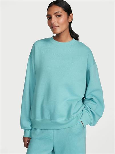 Pamuklu Bisiklet Yaka Oversize Polar Sweatshirt