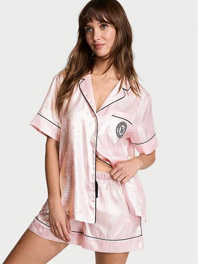 Parlak Saten Kısa Pijama Takımı