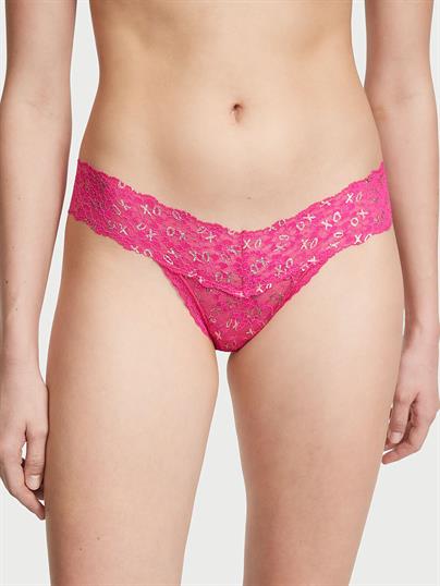 Metalik Baskılı Dantelli Tanga