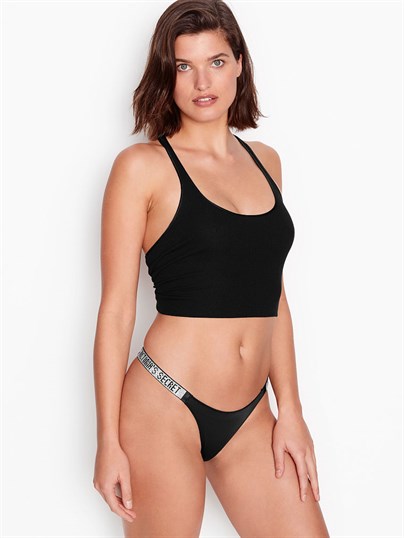 Rhinestone Shine Strap Brazilian Panty