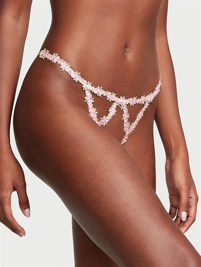 Rosebud İşlemeli Crotchless V-String Külot