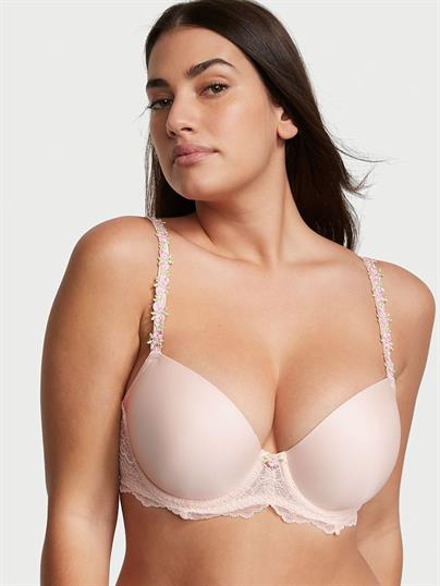 Rosebud İşlemeli Smooth Dantelli Hafif Astarlı Demi Sütyen