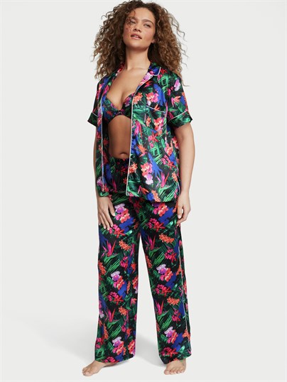 Saten Kısa Kollu Pijama Takımı