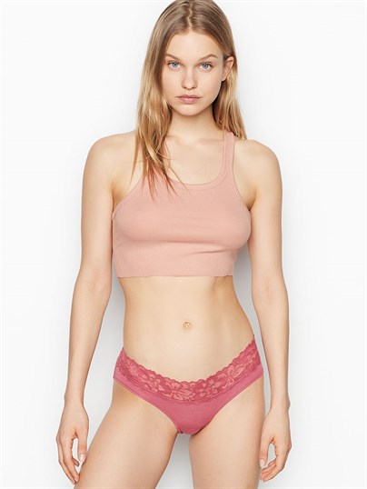 Stretch Cotton Lace-waist Hiphugger Panty