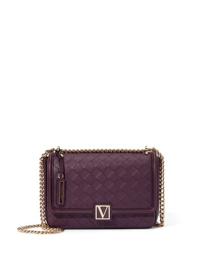 The Victoria Black Violet Woven Orta Boy Omuz Çantası