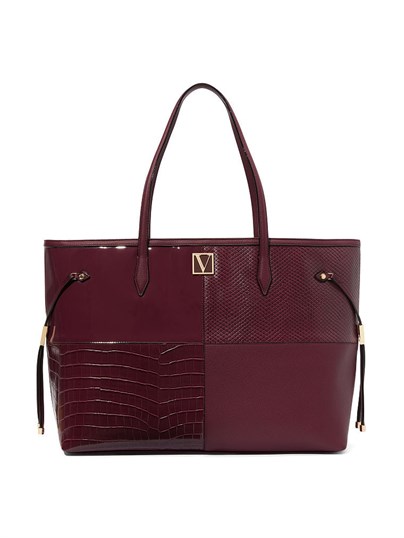 The Victoria Bordeaux Patchwork Carryall Tote Omuz Çantası