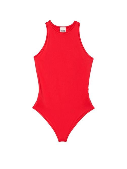 Base Dik Yaka Esnek Bodysuit