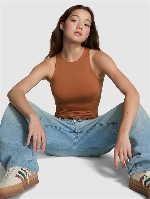 Base Dik Yaka Esnek Bodysuit