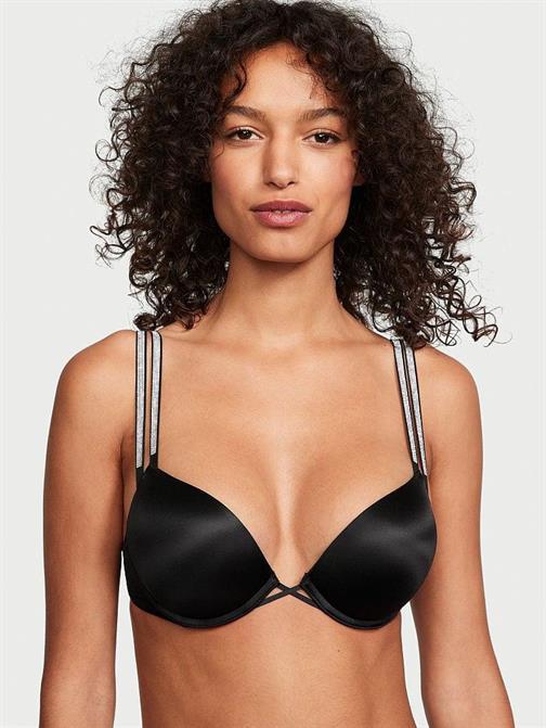 Bombshell 2 Beden Büyük Gösteren Işıltılı Çift Askılı Push-Up Sütyen