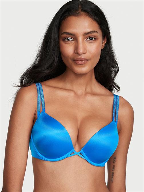 Bombshell 2 Beden Büyük Gösteren Işıltılı Çift Askılı Push-Up Sütyen