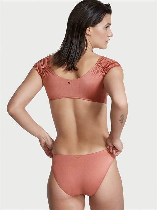 Büzgülü Omzu Açık Bikini Üstü