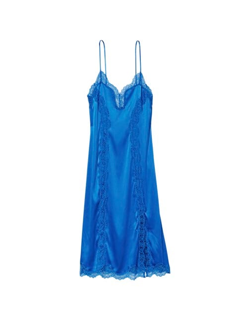 Dantel Detaylı Midi Slip Elbise