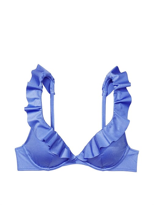 Fırfırlı Derin Dekolteli Bikini Üstü