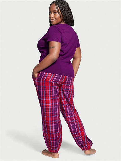 Flannel T-shirt Pijama Takımı