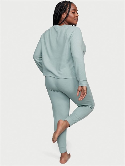 Glow Waffle Düğmeli Tişört Jogger Seti