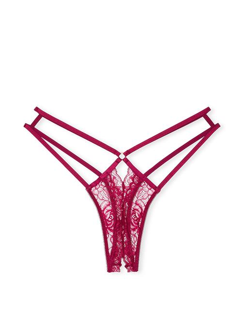 Gül Dantelli Crotchless Tanga
