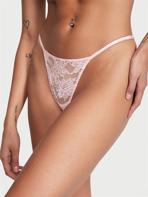 Işıltılı Askılı Dantel V-String Külot
