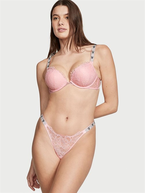 Işıltılı Askılı Dantelli Brazilian Külot