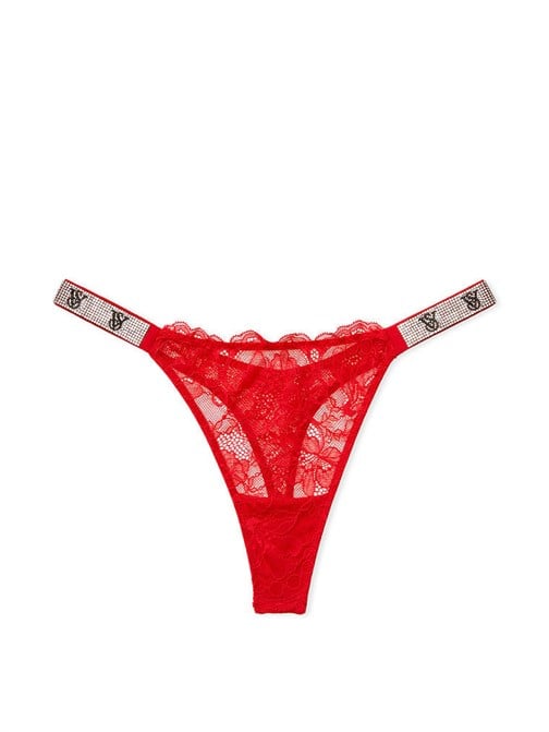 Işıltılı Askılı Dantelli Tanga