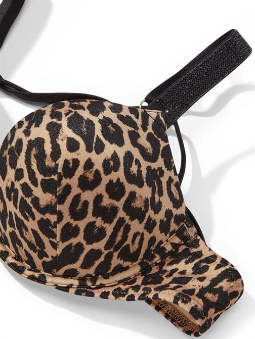 Işıltılı Askılı Şeritli Bombshell 2 Beden Büyük Gösteren Push-Up Bikini Üstü