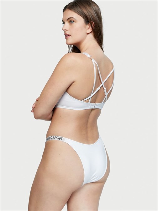 Işıltılı Askılı Şeritli Bombshell 2 Beden Büyük Gösteren Push-Up Bikini Üstü