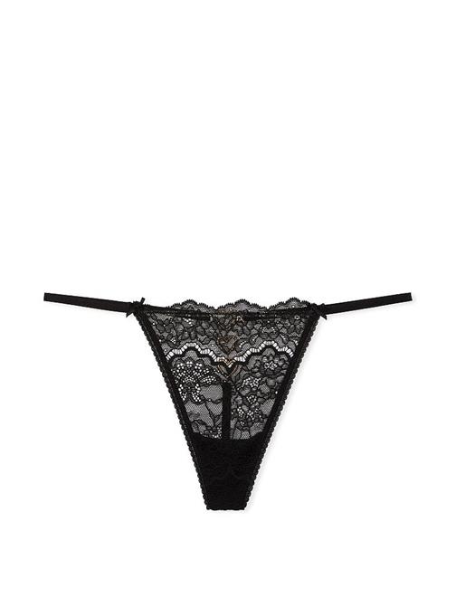 Işıltılı Kalpli Dantelli V-String Külot