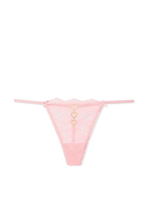 Işıltılı Kalpli Dantelli V-String Külot