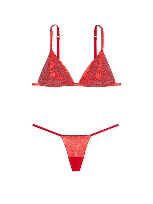 Işıltılı Üçgen Bralet Ve V-String Külot Takımı