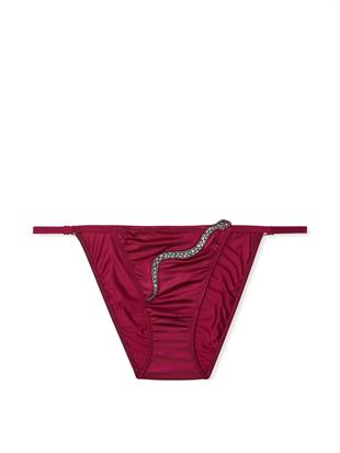 Işıltılı Yılan İşlemeli Ayarlanabilir String Bikini Külot