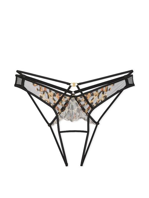Leopar İşlemeli Crotchless Brazilian Külot