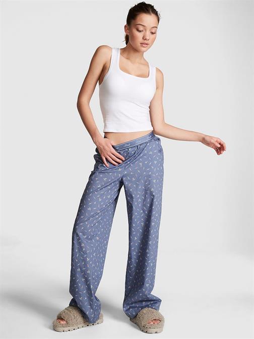 Logolu Pamuklu Poplin Pijama Altı