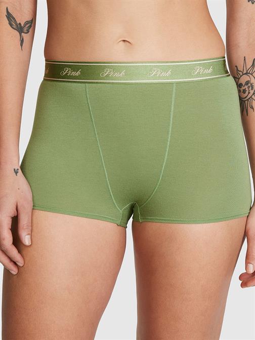 Logolu Pamuklu Yüksek Bel Boyshort Külot