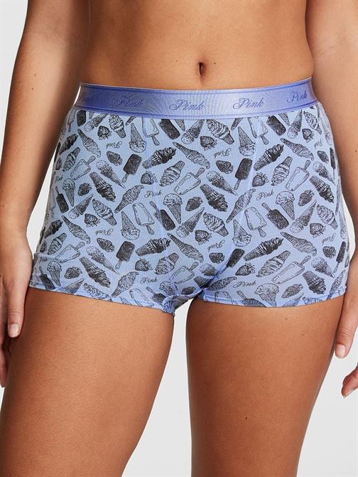 Logolu Pamuklu Yüksek Bel Boyshort Külot