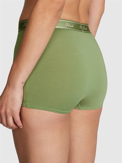 Logolu Pamuklu Yüksek Bel Boyshort Külot