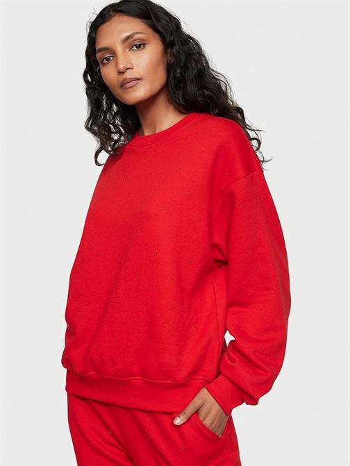Pamuklu Bisiklet Yaka Oversize Polar Sweatshirt