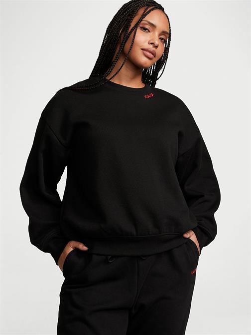 Pamuklu Bisiklet Yaka Oversize Polar Sweatshirt