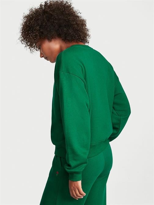 Pamuklu Bisiklet Yaka Oversize Polar Sweatshirt