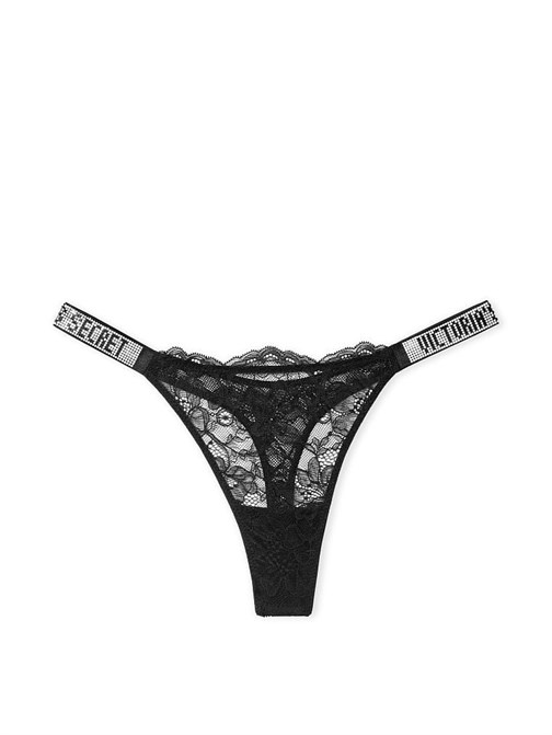 Parlak Askılı Dantel Tanga Külot