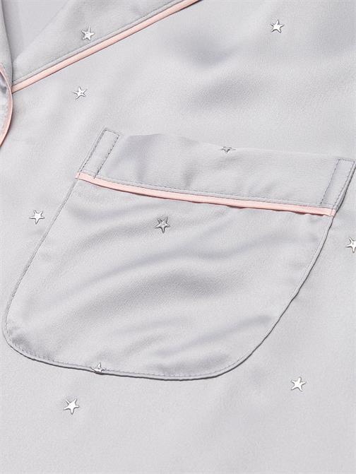 Parlak Saten Uzun Pijama Takımı