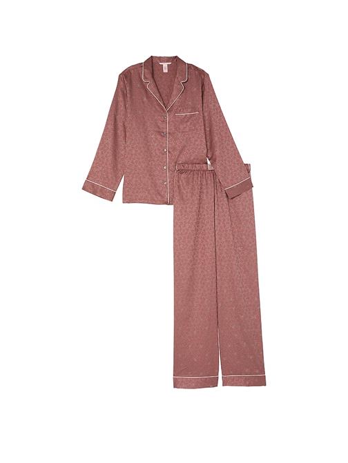 Parlak Saten Uzun Pijama Takımı