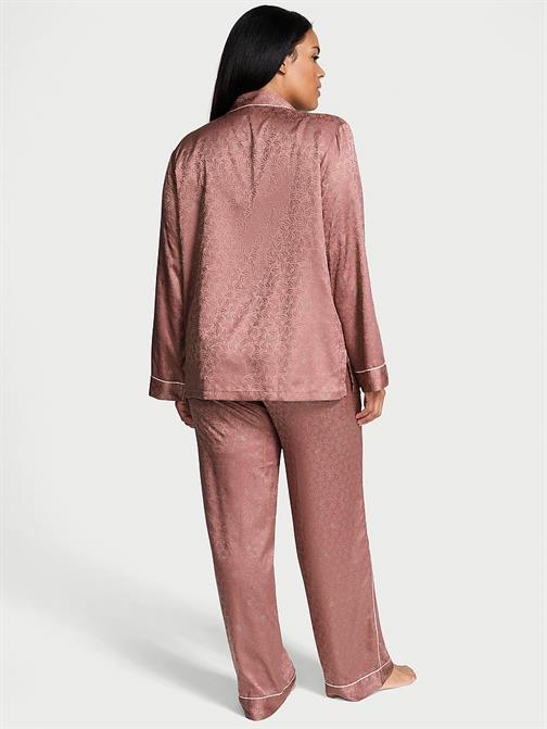 Parlak Saten Uzun Pijama Takımı