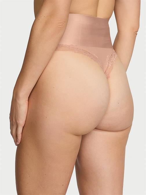 Pürüzsüz Işıltılı Yüksek Bel Dantelli Tanga