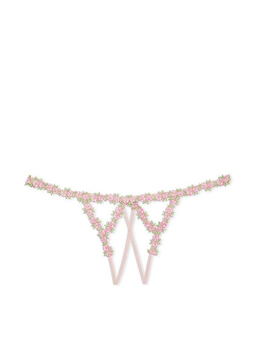 Rosebud İşlemeli Crotchless V-String Külot