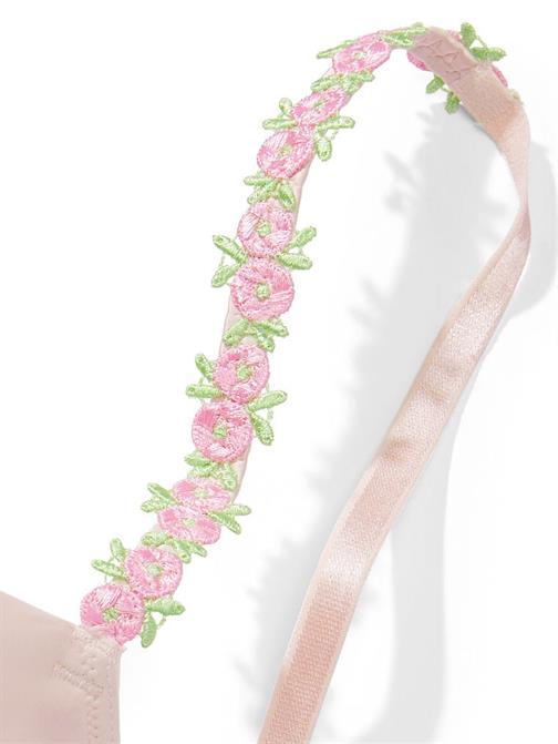 Rosebud İşlemeli Smooth Dantelli Hafif Astarlı Demi Sütyen