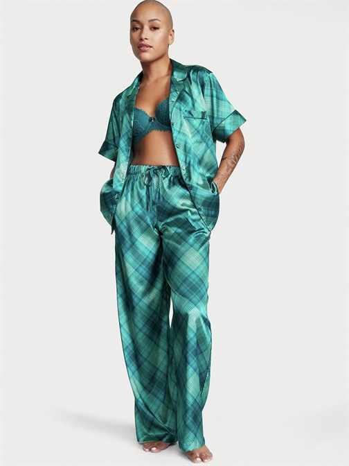 Saten Kısa Kollu Pijama Takımı